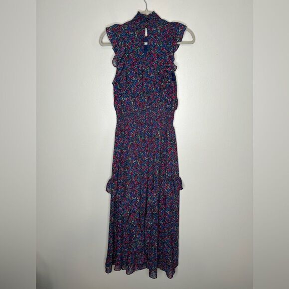 Lulus Evalina Navy Blue Floral Print Mock Neck Midi Dress - Picture 5 of 5